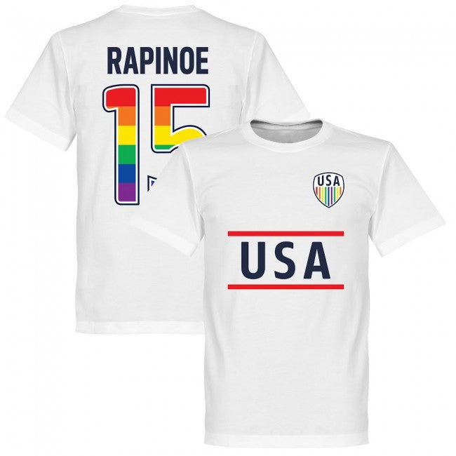 USA Rapinoe 15 Team Pride T-shirt- White