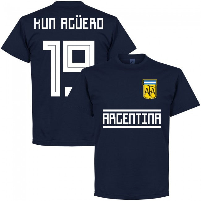 Argentina Kun Aguero 19 Team T-Shirt - Navy