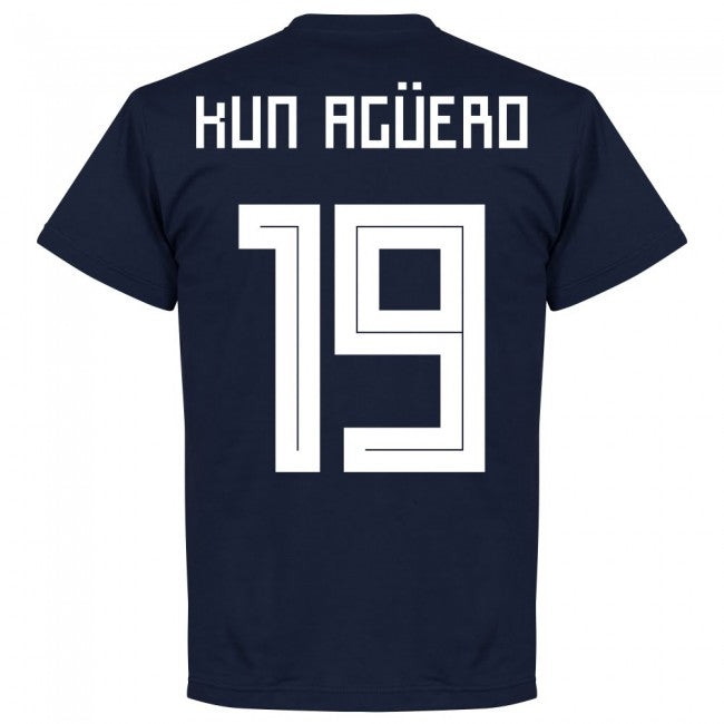 Argentina Kun Aguero 19 Team T-Shirt - Navy