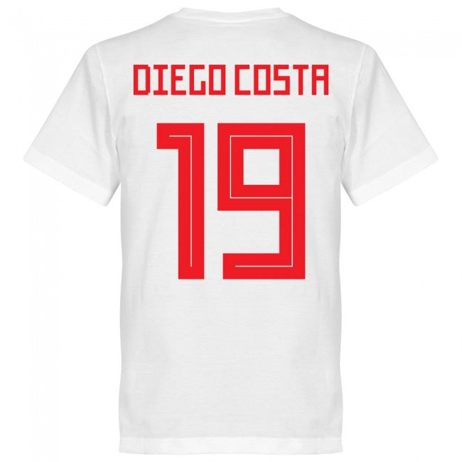 Spain Diego Costa 19 Team T-Shirt - White