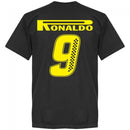 Inter Ronaldo 9 Team T-Shirt - Black (Racing Style BackPrint)