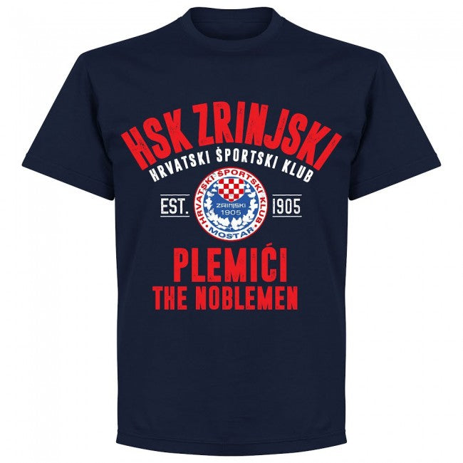 HSK Zrinjski Established T-shirt - Navy - Terrace Gear