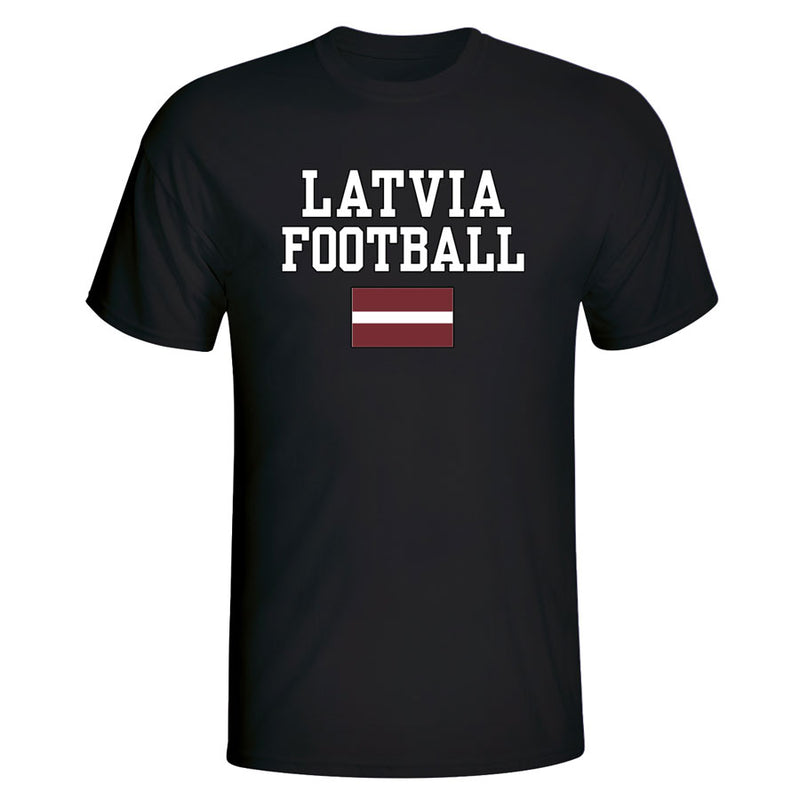 Latvia Football T-Shirt - Black