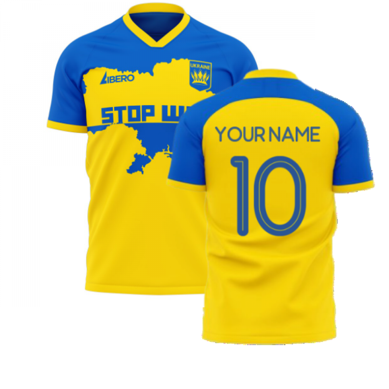Ukraine Stop War Concept Football Kit (Libero) - Yellow (Your Name)